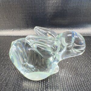 1980s Clear Bunny Rabbit Small Glass Figurine Decorative Vintage Figure Decor